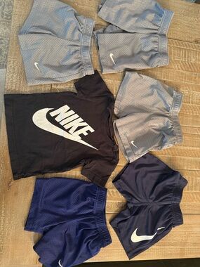 Nike Kids Grey, Navy, and Black Athletic Shorts Pack